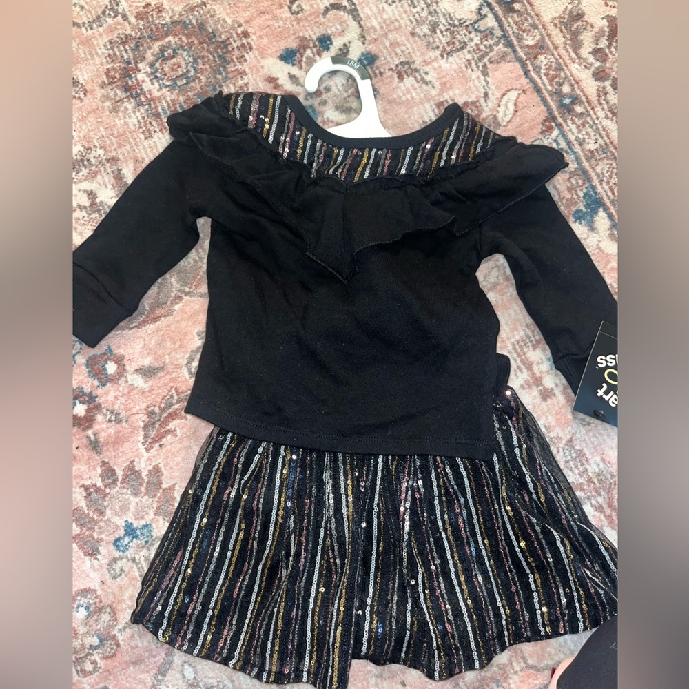 Toddler Girls' Sequin Sweatshirt and Skirt Set art class new